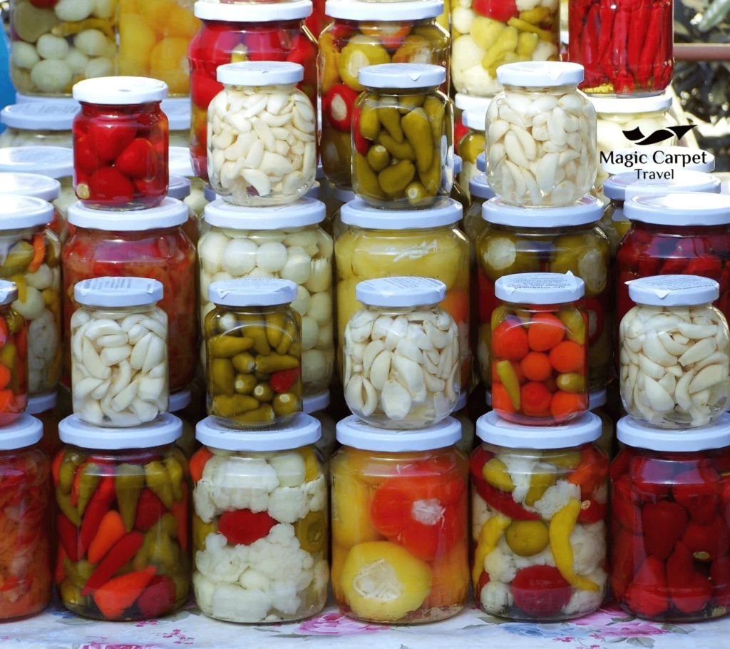 Pickled vegetables is a staple side dish in the Egyptian cuisine, and it could be carrot, cucumber, onion, chili, green pepper.